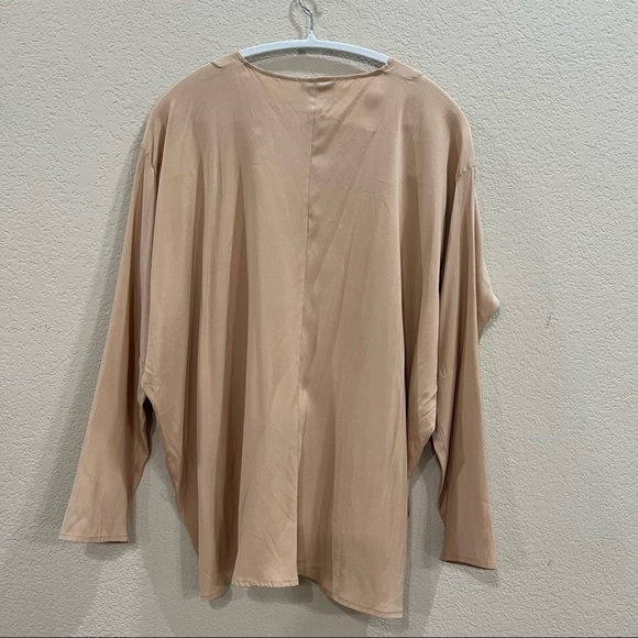 Maria + Cornejo Silk Blouse Womens Sz 8 Gold Brown Oversized Draped Pleated Read - Picture 5 of 9